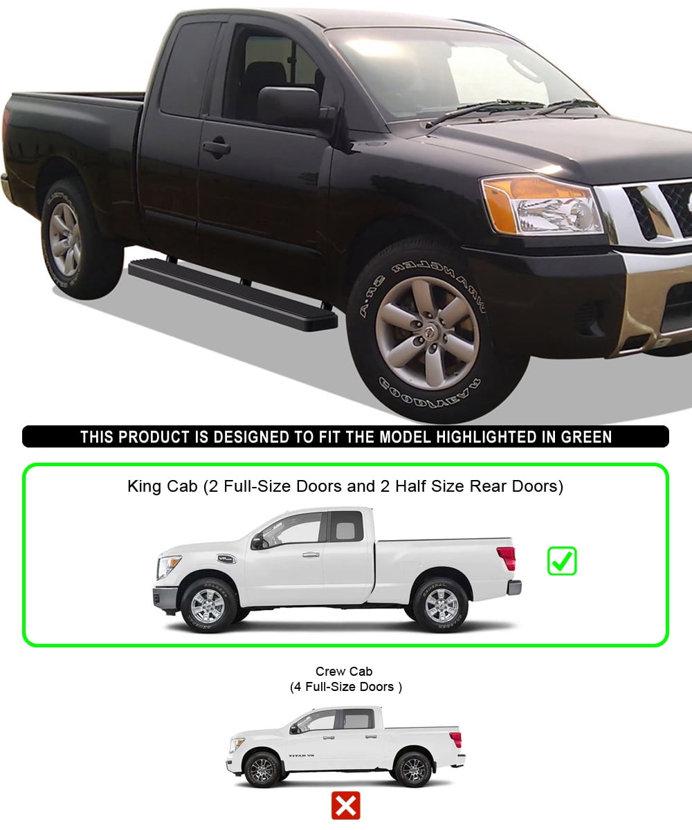 APS Running Boards 6 inches Matte Black Compatible with Nissan Titan 2004-2025 King Cab (Exclude 2016 Models) & Titan XD 17-19 (Nerf Bars Side Steps Side Bars)