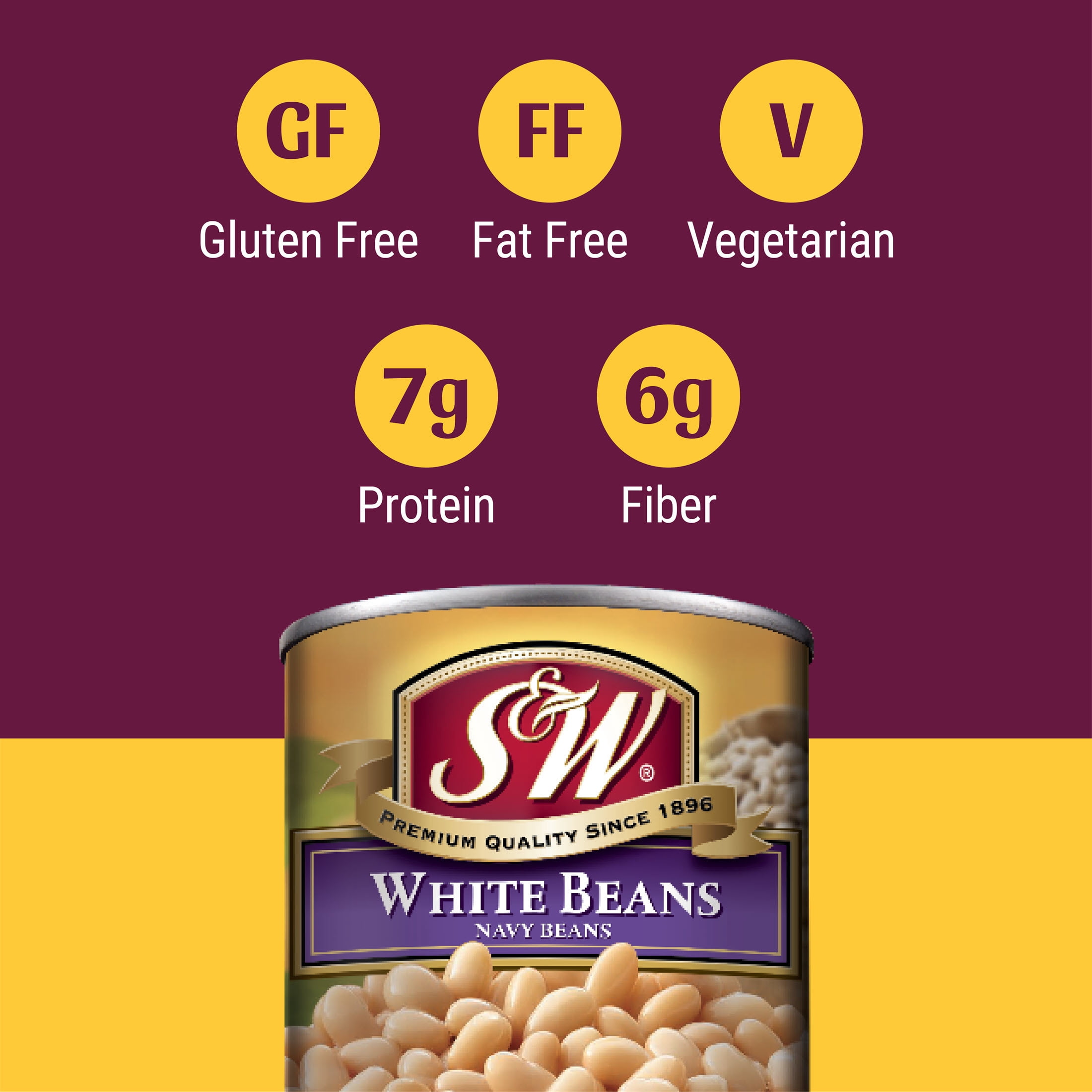 S&W White Beans - Navy Beans - 15.5 oz. Can