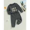 thumbnail image 3 of Wassery Infant Baby 2Pcs Tracksuit Outfits Long Sleeve Letter Print Sweatshirt Pullover Tops + Pants Newborn Autumn Winter Clothes for Boys Girls 0-24 Months, 3 of 8