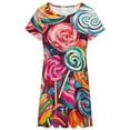 thumbnail image 3 of Sweets And Rainbow Lollipops Pattern Short Sleeve Dress Women Summer Evening Dresses Ladies Sundress, 3 of 7