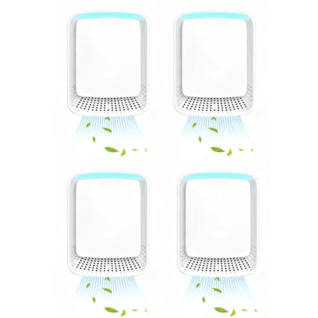 4 Pack Plug-In Negative Ion Air Purifier - Filterless Quiet Air Cleaner for Home, Bedroom, Office, Kitchen, Bathroom, Pet Room (White)