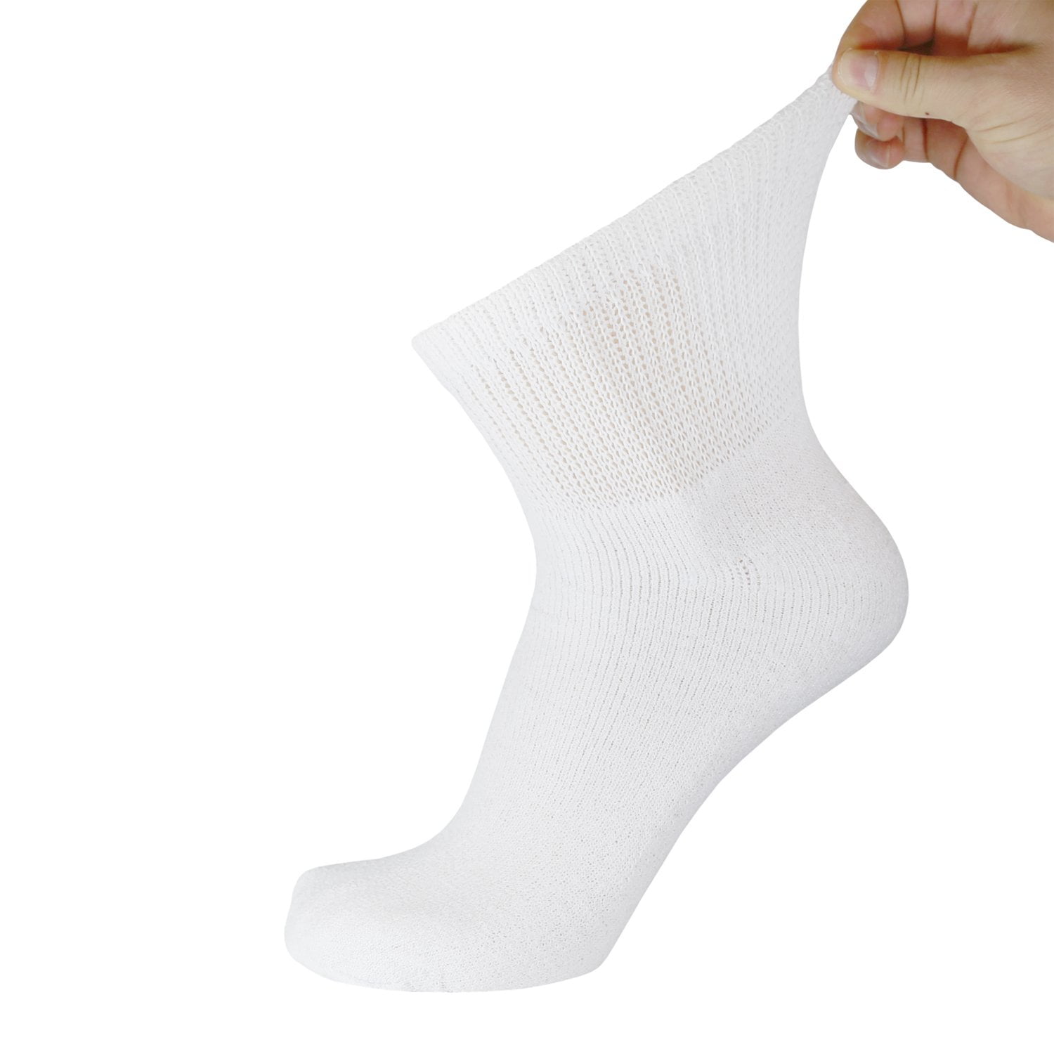 12 Pairs of Big and Tall Diabetic Neuropathy Ankle Socks, King Size Mens Athletic Quarter Socks (White, 13-16)