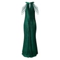 thumbnail image 5 of adviicd Robes d'Invitée de Mariage pour Femmes Robe pour Femme à Manches Longues Col Montant Froncée Fente Latérale Élégante Robe Maxi de Soirée Vert, TG, 5 of 5