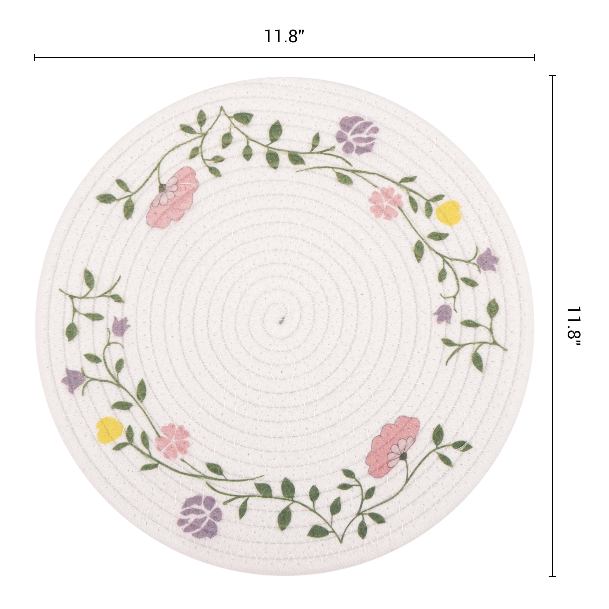 Unique Bargains Round Placemats 6pcs Woven Placemats White 11.8"x11.8"