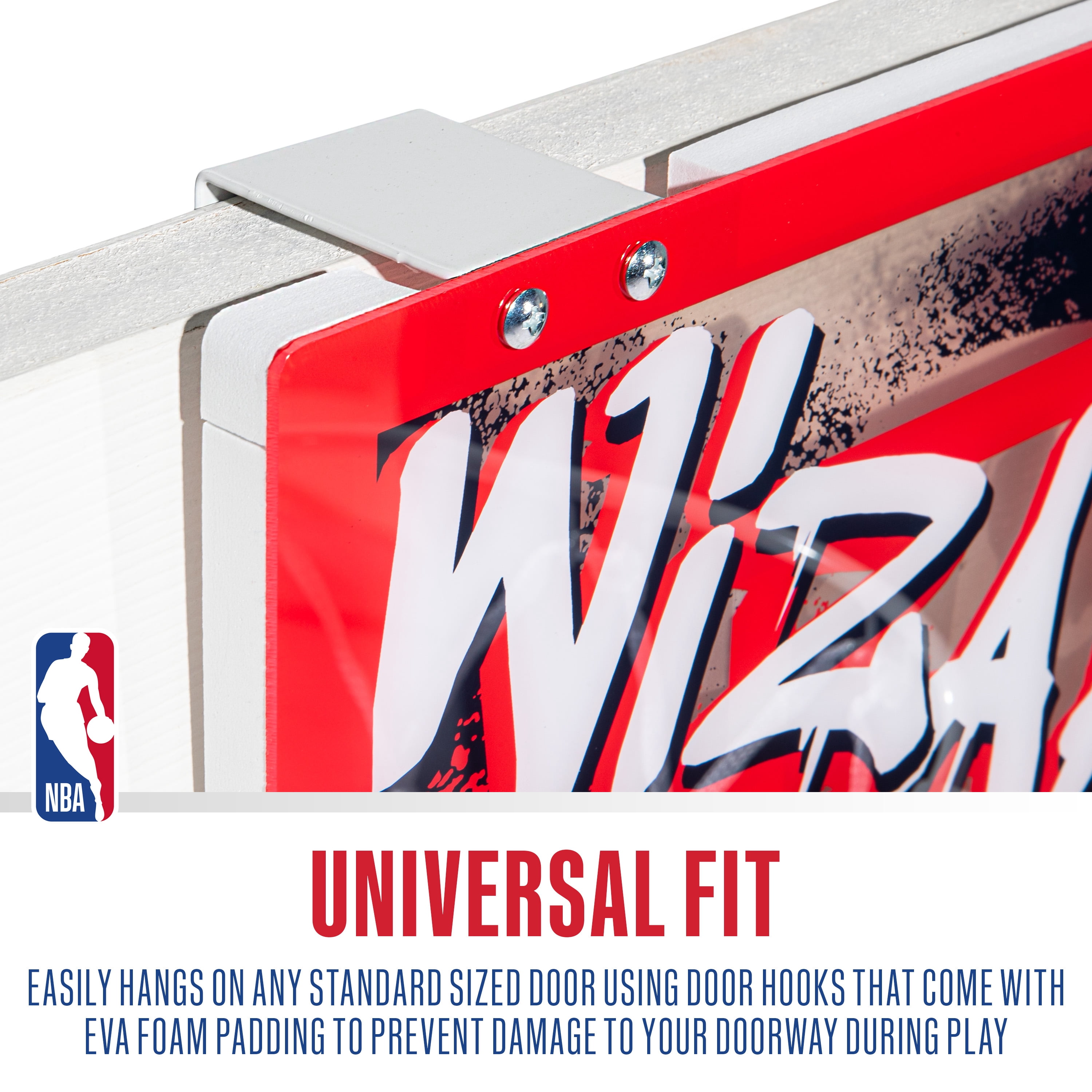 Franklin Sports NBA Washington Wizards Over the Door Basketball Hoop - Kids Indoor Basketball Hoop with Mini Basketball - NBA Fan Shop Mini Hoop for Bedroom + Office - Over the Door Mini Hoop Set