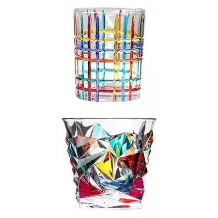 

2 Pieces Glass Cup Colorful Painting Glassware Teacup for Beverage