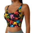 thumbnail image 2 of Fotbe Rainbow Colorful Maple Leaves Pattern Womens' Sports Bra Longline Wirefree Padded with Medium Support Sports Moisture-Wicking Workou Vest,Tank Top-Large, 2 of 7