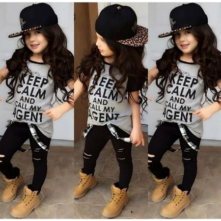 

Stylish Kids Baby Girls Clothes Tops T-shirt Pants Leggings Outfits Set Age 2-7Y