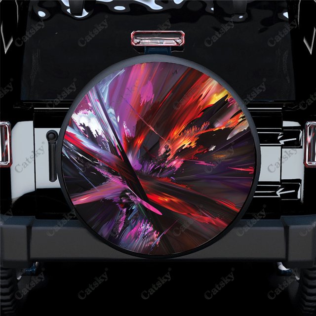 Abstract Digital Design Polyester Universal Spare Wheel Tire Cover Custom Tire-Covers for Trailer RV SUV Truck Camper