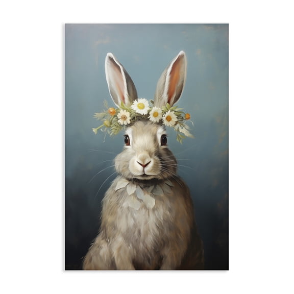 Stupell Industries Shabby Chic Daisy Crowned Bunny Portrait Canvas Art, 16 x 24, by Heidi Kuntz