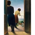 thumbnail image 2 of Georg Schrimpf 15x18 Black Ornate Wood Framed Double Matted Museum Art Print Titled - On the Balcony (Girl on the Balcony) (1927), 2 of 5