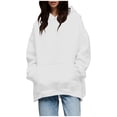 thumbnail image 3 of Jsaierl Oversized Hoodies for Women Long Sleeve Loose Fit Pullover Top Drop Shoulder Solid Color Basic Hooded Sweatshirts with Kangaroo Pocket, 3 of 7