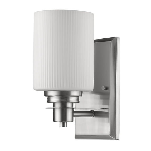Amelia 1-Light Satin Nickel Wall Sconce With Ribbed Glass Shade 9"h by Acclaim Lighting