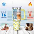 thumbnail image 4 of 40oz Yellow Lemon Pattern Stainless Steel Flip Straw Tumbler Spill Proof Travel Cup Double Wall Vacuum Insulated Coffee Mug with Top Handle, 4 of 6