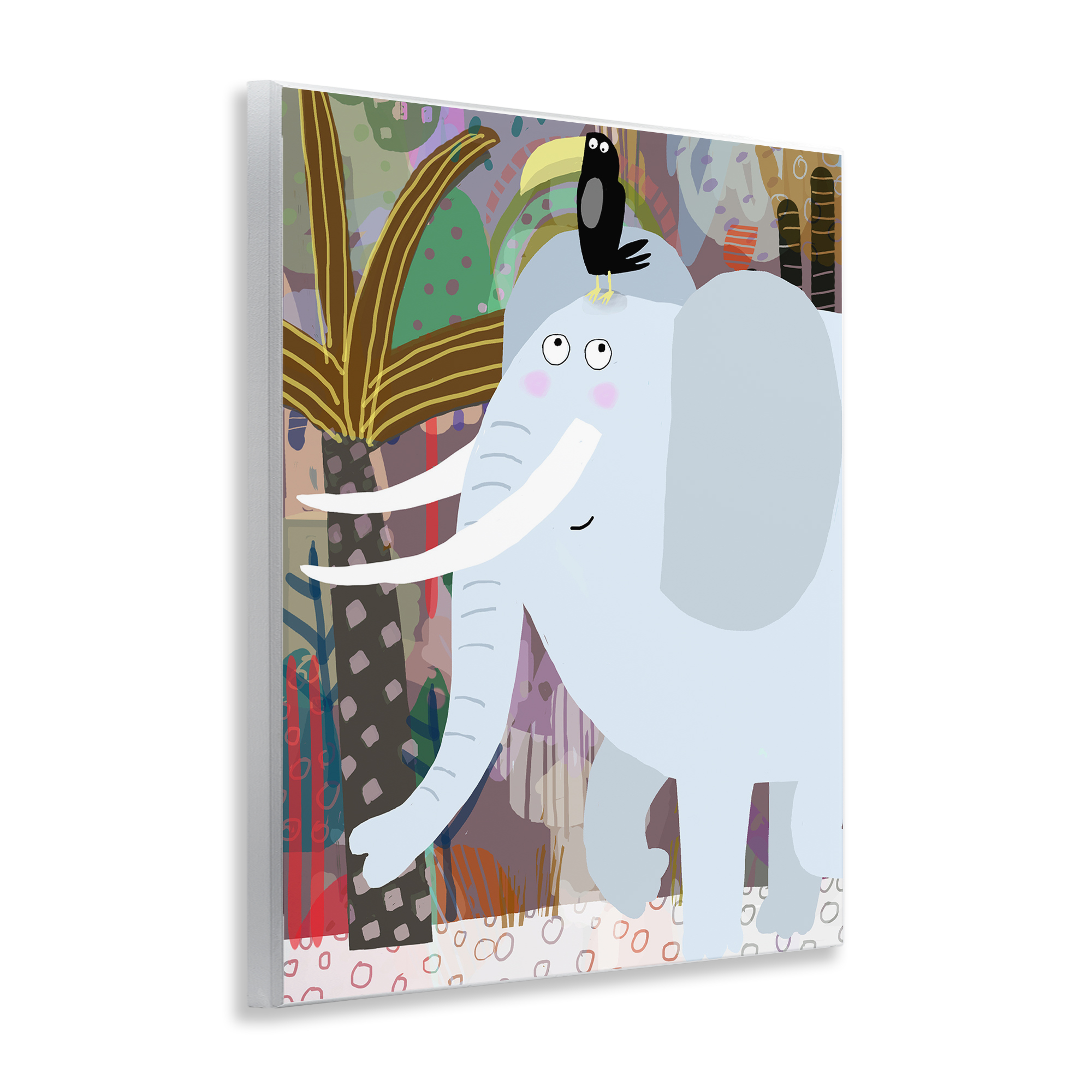 Elephant & Toucan in Jungle Wall Plaque Art, design by Carla Daly