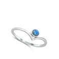 thumbnail image 4 of CHOOSE YOUR COLOR Blue Simulated Opal Chevron Ring .925 Sterling Silver Band CZ Female Size 10, 4 of 4