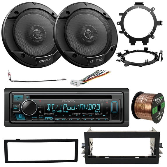 Kenwood KDC-BT33 Single-DIN In-Dash CD/Bluetooth Receiver, 2 x Kenwood KFC1666S 6.5" 2-Way Car Speakers, Dash Kit for Select 95-02 GM Vehicles, Wire Harness, Other Accessories
