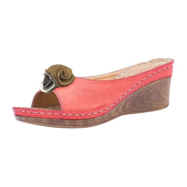 Amzcrzy Zapatos de mujer,Zapatos de mujer,Zapatillas de mujer, Sandalias informales con flores para mujer, con boca de pez, suela gruesa y tacón inclinado Sandalias Mujer Zapatillas De Casa