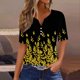 thumbnail image 1 of Fiudx Ofertas de La Semana Blusa de Manga Corta Estampada a La Moda para Mujer, Blusas Informales con Cuello En V, 1 of 5