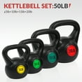 thumbnail image 2 of BalanceFrom Wide Grip Kettlebell Exercise Fitness Weight Set, 4-Pieces: 5lb, 10lb, 15lb and 20lb Kettlebells, 2 of 7