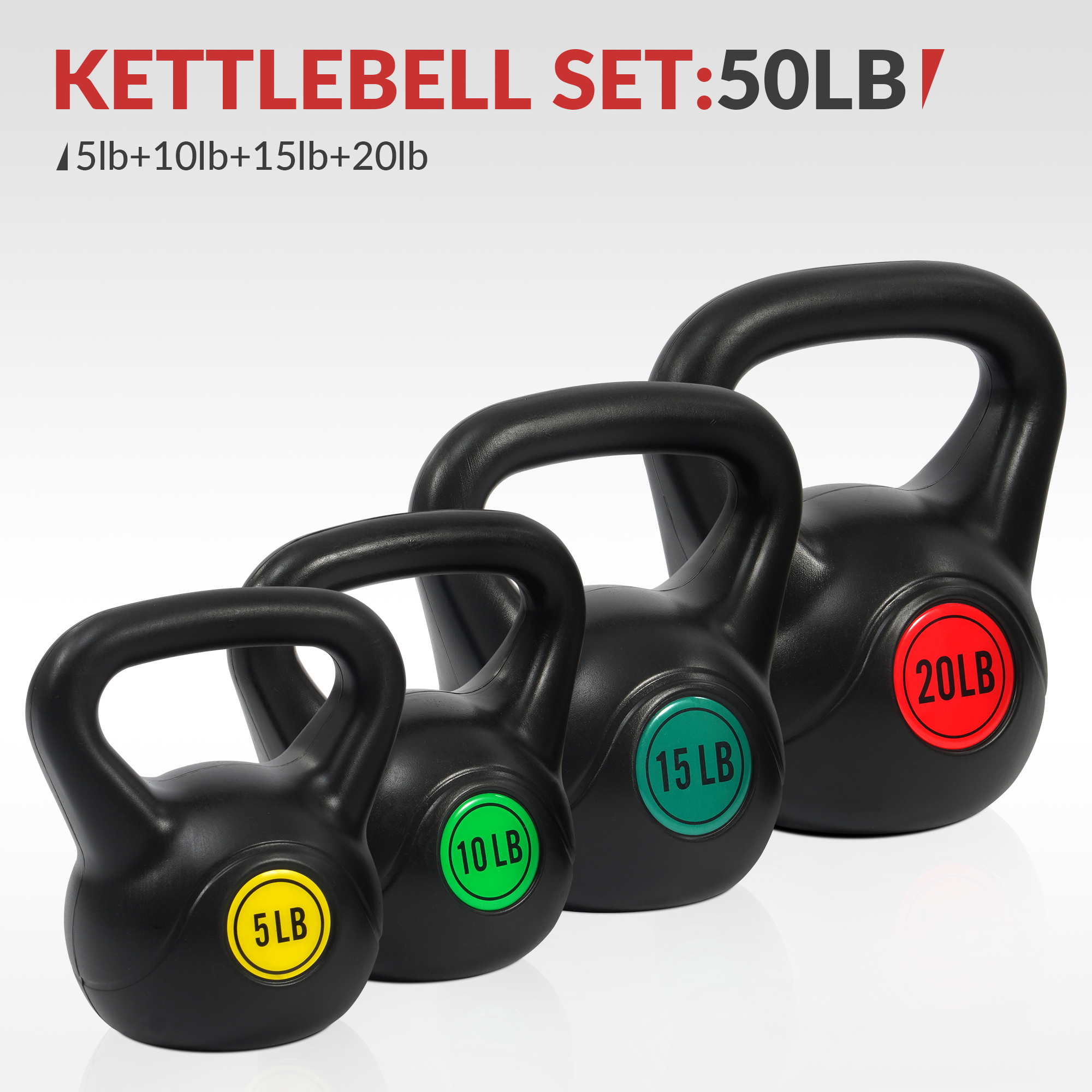 BalanceFrom Wide Grip Kettlebell Set – 5, 10, 15 & 20 lb photo 2