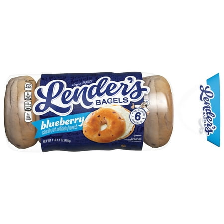 Lender’s Refrigerated Pre-Sliced Blueberry Bagel, 6 Bagels per Bag, 17.1 oz