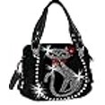 thumbnail image 3 of Zzfab Double Handles Rhinestone cat Purse Black, 3 of 4