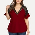 thumbnail image 4 of Mittory Women's Plus Size Flounce Short Sleeve Work Office Lace Deep V Neck Elegant Blouse, 4 of 7