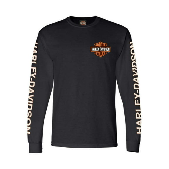 Men's Long Sleeve Orange Bar & Shield Black Shirt 30291744, Harley Davidson