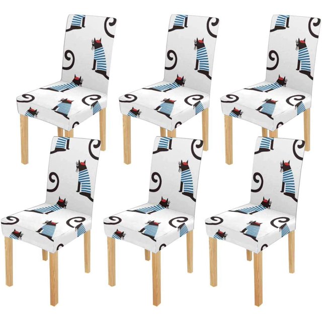 Funda protectora ABPHQTO para silla con dibujos animados de gato estilo francés juego de 6