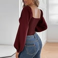 thumbnail image 6 of Women Jumpsuits Long Sleeve V Neck Ruched Loose Bodysuits Tops For Women Leotard Shirts Clubwear, 6 of 6