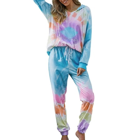 

Ladies Loose Gradient Pajama Set Women Winter Long Keep Warm Sleeve Casual Loosetie-Dye Loose Sleepwear Suit Long Sleeve Shirts for Women Reduced Price and Clearance Sale