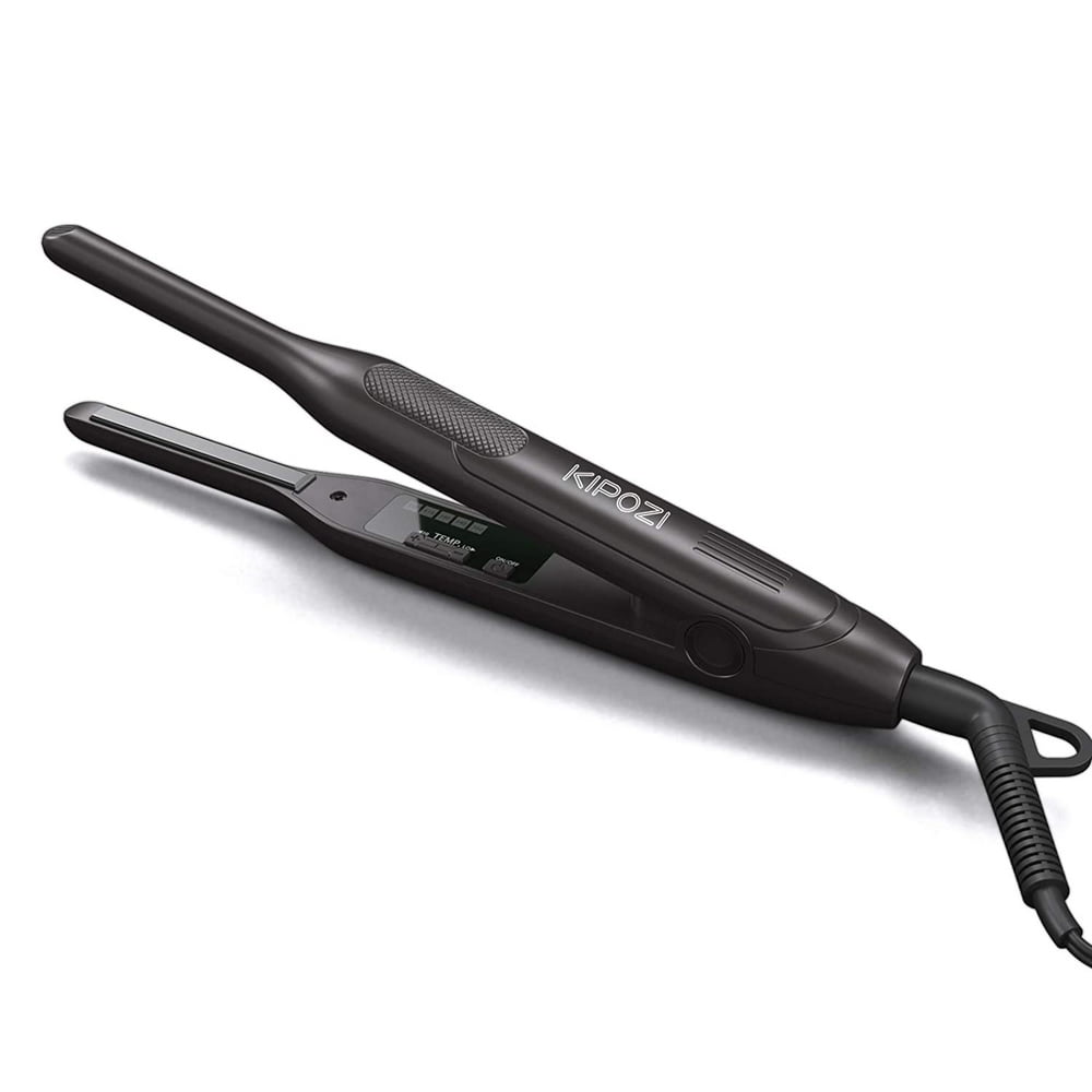 KIPOZI Pencil Flat Iron Men,0.3 Inch Titanium Small Beard Flat Iron for