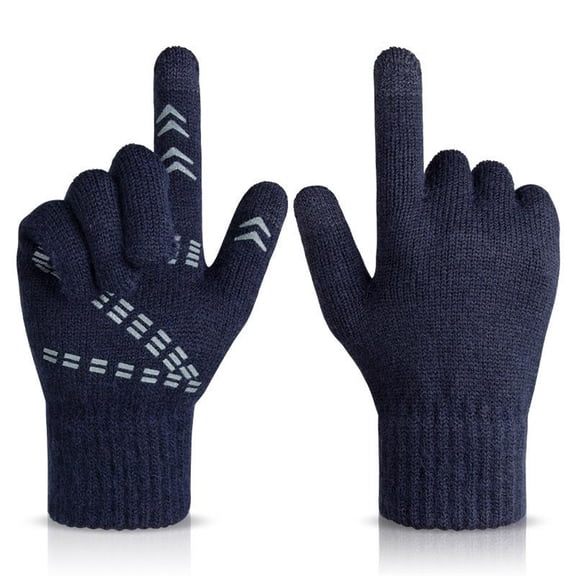 Injueey Guantes completos tejidos para bicicletas para hombre y mujer, guantes cálidos para pantalla táctil, antideslizantes, de silicona, térmicos, Suministros térmicos Azul Injueey HA070838-01