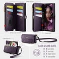 thumbnail image 6 of Allytechgroup Wallet Case for iPhone 11 with Credit Card Slot, RFID Blocking PU Leather Flip Case with Shoulder Strap Wrist Strap Compatible with MagSafe Shockproof Full Body Cover, Purple, 6 of 13