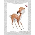 thumbnail image 1 of Kids Tapestry, Young Deer with Pink Butterfly Lovely Forest Life Theme in Watercolors, Wall Hanging for Bedroom Living Room Dorm Decor, 40W X 60L Inches, Pale Caramel Coconut Pink, by Ambesonne, 1 of 2