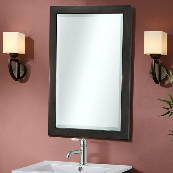 Infurniture  Contemporary-style 22-inch Bevel-edge Wall Mirror Brown