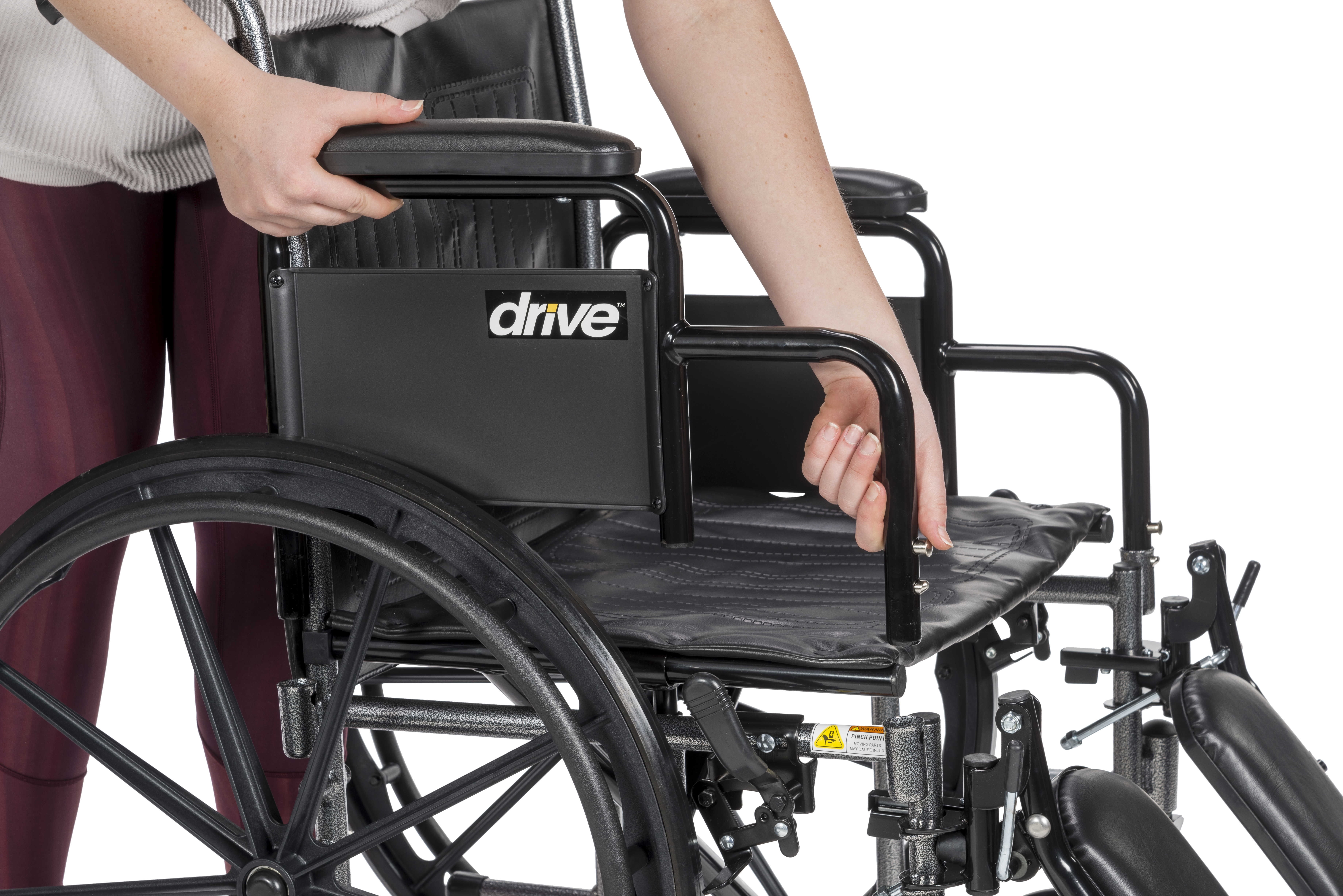Drive Medical Silver Sport 2 Wheelchair, Detachable Desk Arms, Elevating Leg Rests, 18" Seat