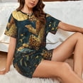 thumbnail image 4 of Fotbe Leopard Reading Tarot Cards Print Pajama Set for Women 2 Piece Loungewear Short Sleeve Tops and Shorts Set Soft Sleepwear-Large, 4 of 7