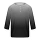 thumbnail image 4 of Blusas y camisas de manga larga con cuello redondo para hombre, estilo casual, moderno, con cuello redondo degradado, botones, manga 3/4, blusa de poliéster para hombre, 4 of 4