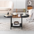 thumbnail image 5 of Coffee Tables for Living Room,2-Tier Small Oval Center Table Industrial Modern Style Coffee Tables with Storage Shelf and Wood Tabletop for Small Space,Home Office,Brown & Black, 5 of 8