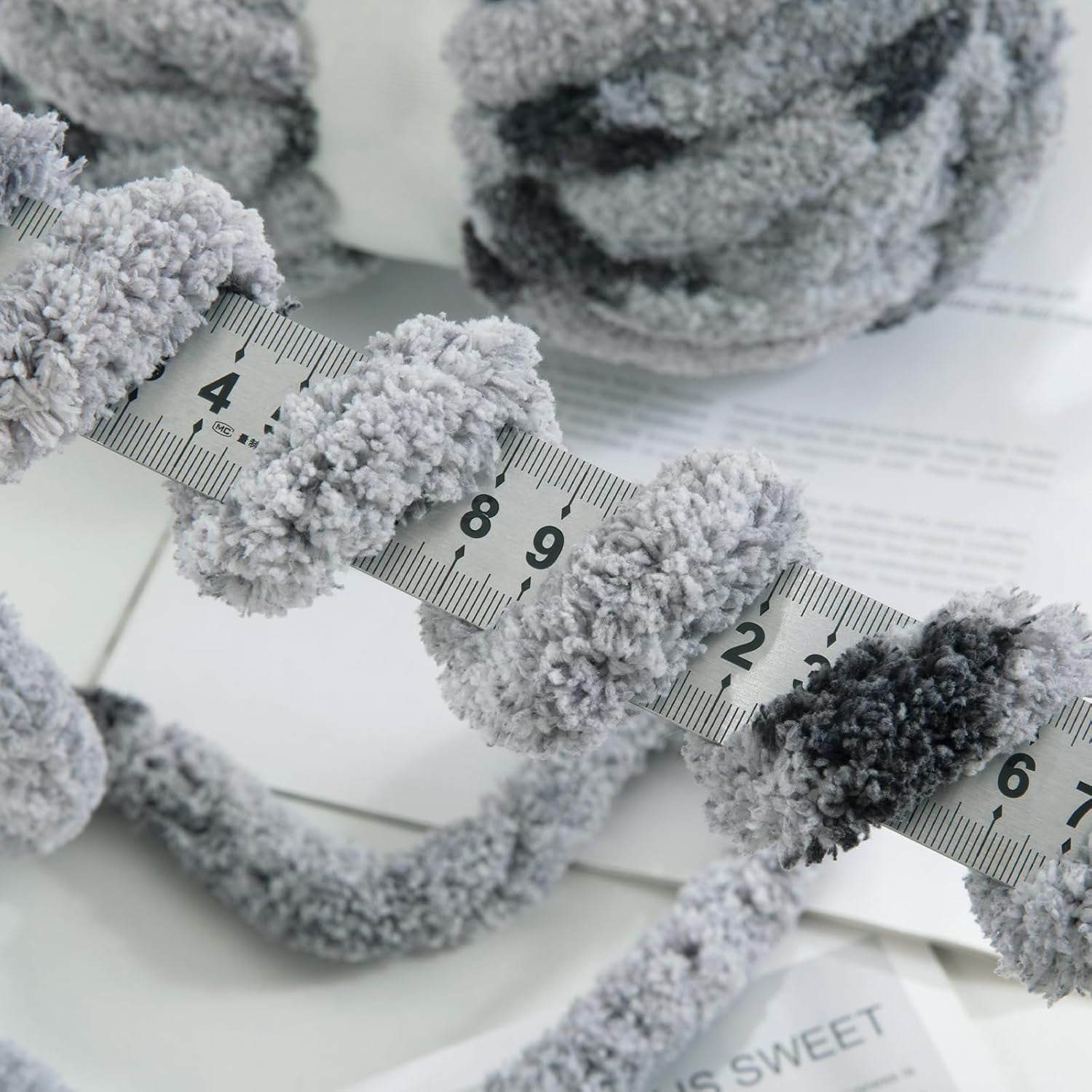Super Bulky Giant Yarn - Chunky Chenille for Hand & Arm Knitting, Crocheting - Fluffy Plus Thick Yarn - 8 Jumbo Skeins, Grey (29 yds, 7.5 oz Each)
