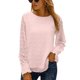 thumbnail image 1 of Manga larga blusa redonda Masajeadores de cuello Loose fit suave transpirable color puro mujeres casual Top para el trabajo fecha compras, 1 of 5