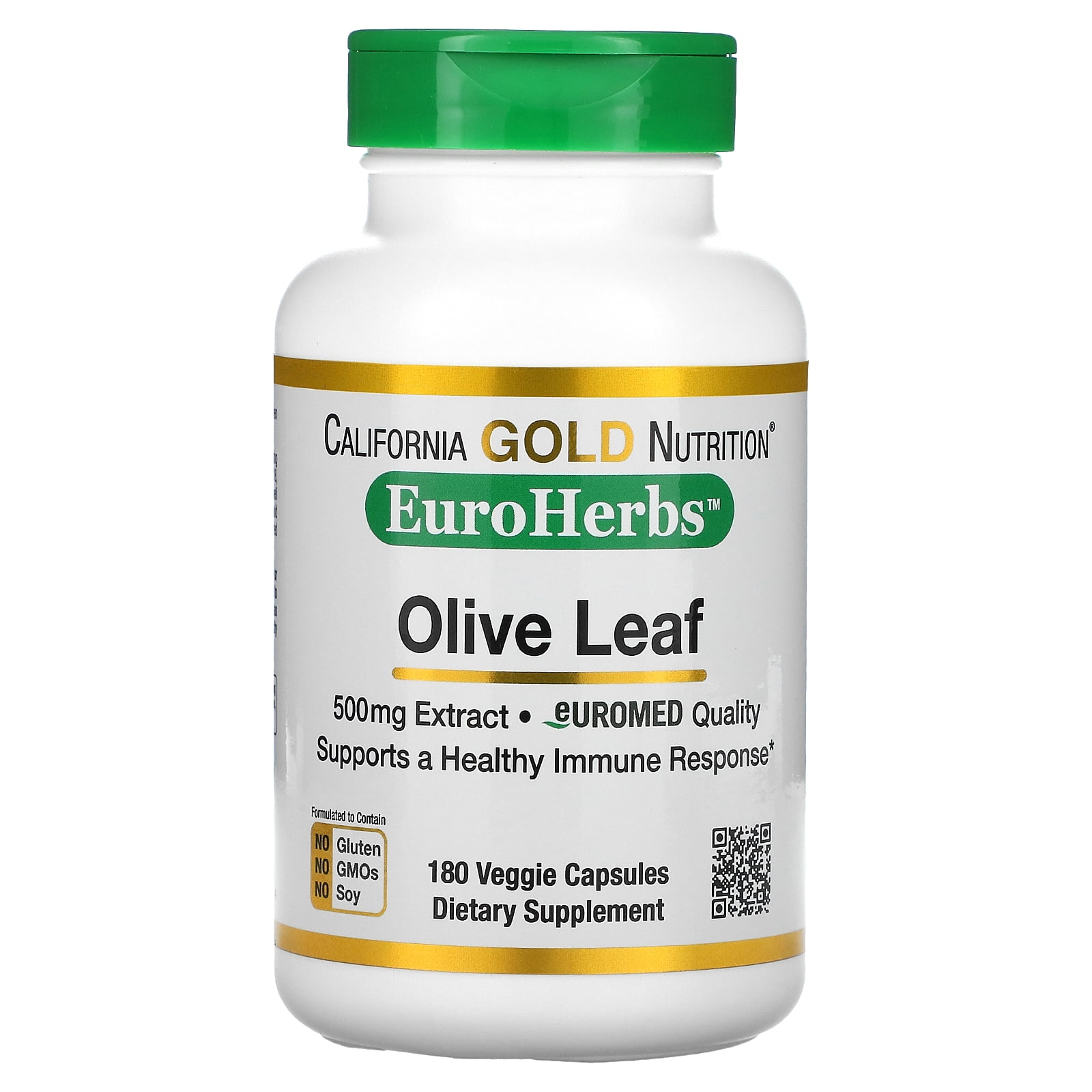 Olive Leaf Extract 500 mg, 18 Oleuropein, European Quality Processed in Spain, 180 Veggie