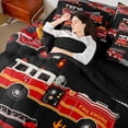 thumbnail image 4 of jejeloiu Firefighting Truck 7-Piece Bedding Comforter Set,Emergency Rescue Vehicle King Bedding Sets,Red Black Bed Sheets For Boys Girl,Microfiber Bedroom Decor Reversible, 4 of 8