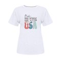 thumbnail image 3 of Tops Cortos para Mujeres Bandera de Moda Impresa Cuello Redondo, Camiseta de Manga 3/4 para Uso Diario, Casero Y Cómodo, 3 of 4