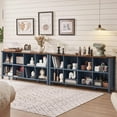 thumbnail image 3 of Killeryuki 8 Cube Book Shelf, Farmhouse Wood Long Storage Organizer Bookcase,62"Horizontal Navy Blue Console Closet Bookshelf, Hallway TV Stand for Entryway, Display Cabinet Book Case for Living Room, 3 of 9