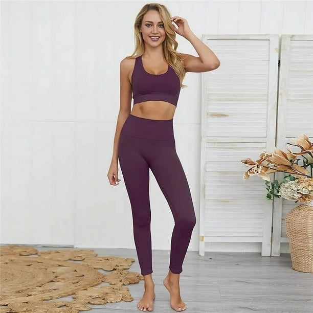 2pcs Seamless Yoga Set Workout Sport Outfits for Women Gym Long Sleeve Crop  Top High Waist Leggings Sportswear Athletic Clothes 