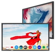 Soulaca 43 inches Smart Mirror TV with Goo-gle System Waterproof Obsidian Black Frame, Atsc, Wall-Mounted Bathroom Fireplace Kitchen Mirror Display