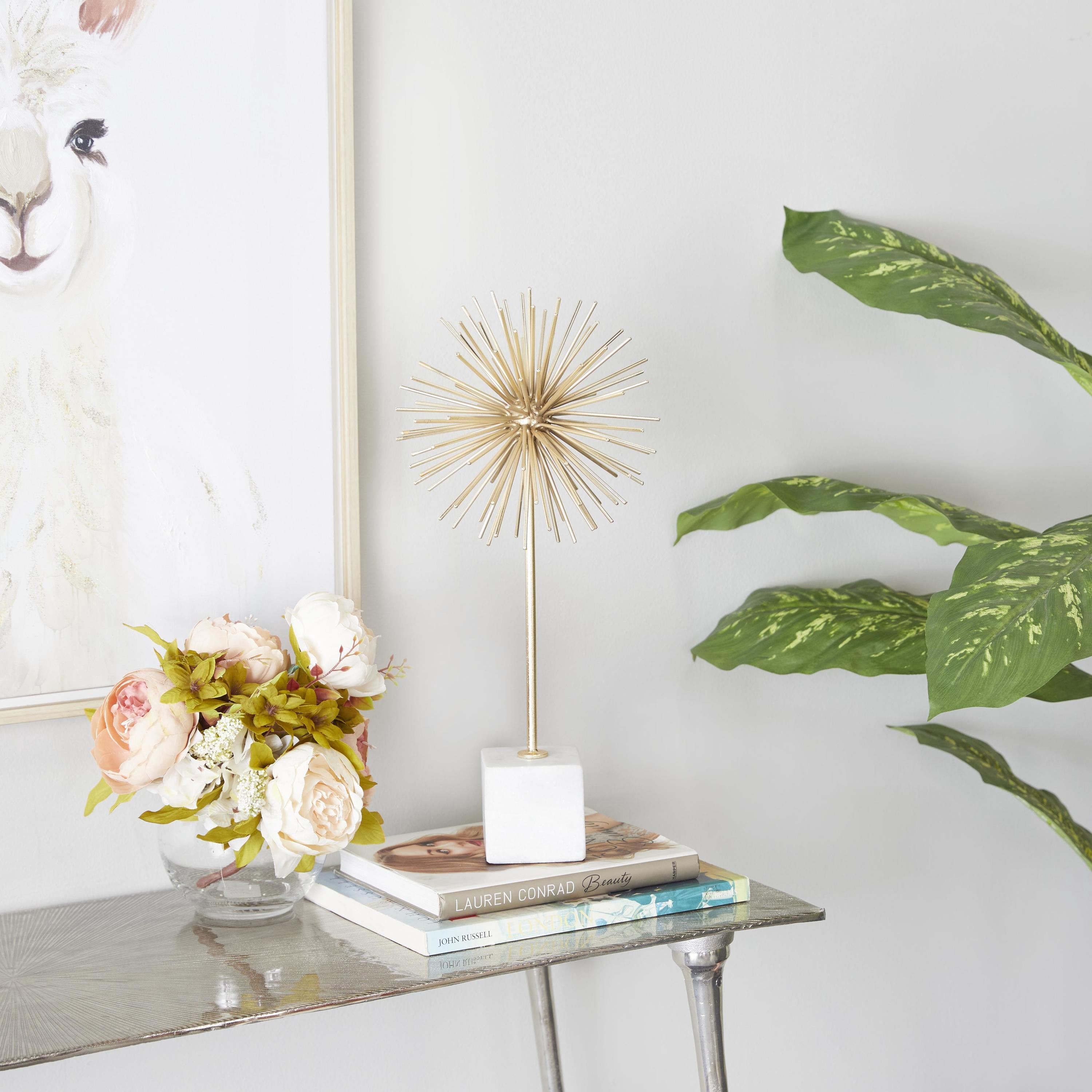 8" x 18" Gold Marble Starburst Sculpture with Marble Base, by CosmoLiving by Cosmopolitan